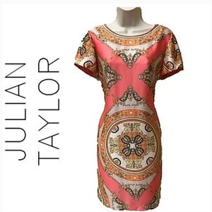 JULIAN TAYLOR * NEW YORK SHEATH DRESS BACK TIE SIZE 10